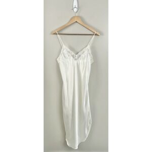 Amelia's Vtg Satin Slip Dress Sz M Nightgown Cottage Core 90's Lace Sleeveless